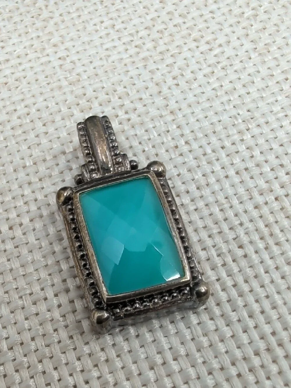 Whitney Kelly WK 925 Sterling Silver Turquoise Doublet Pendant Estate - Picture 9 of 17